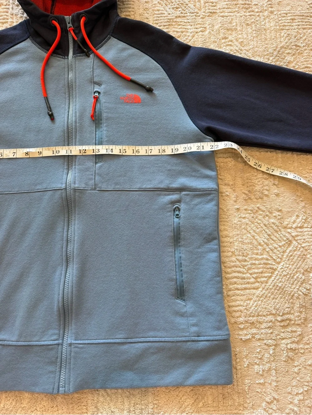 The North Face Men’s Full Zip Hoodie Blue Navy Orange Large